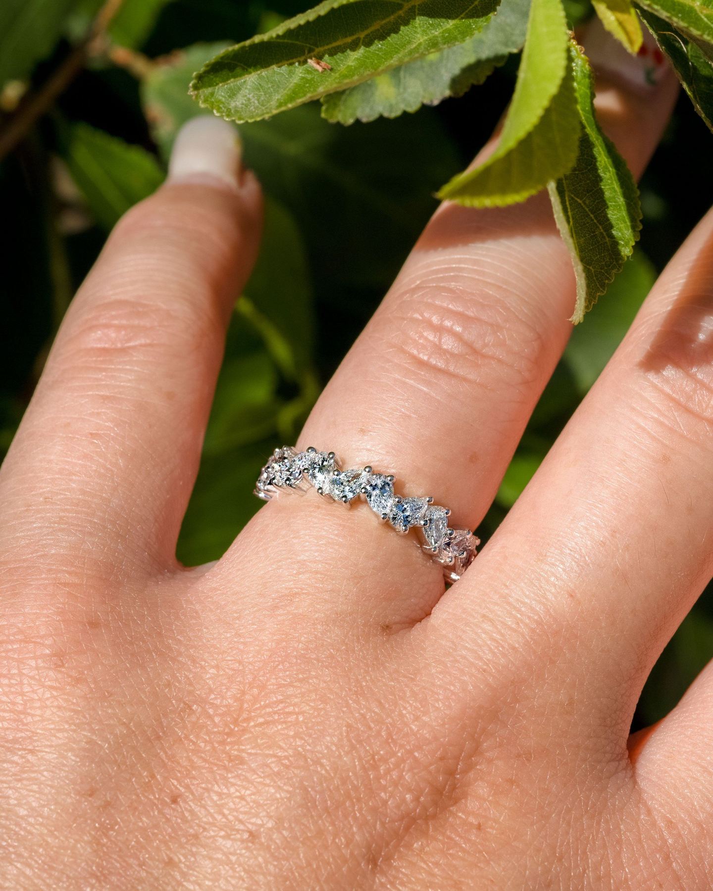1.50 TCW Pear Cut Moissanite Full Eternity Wedding Band