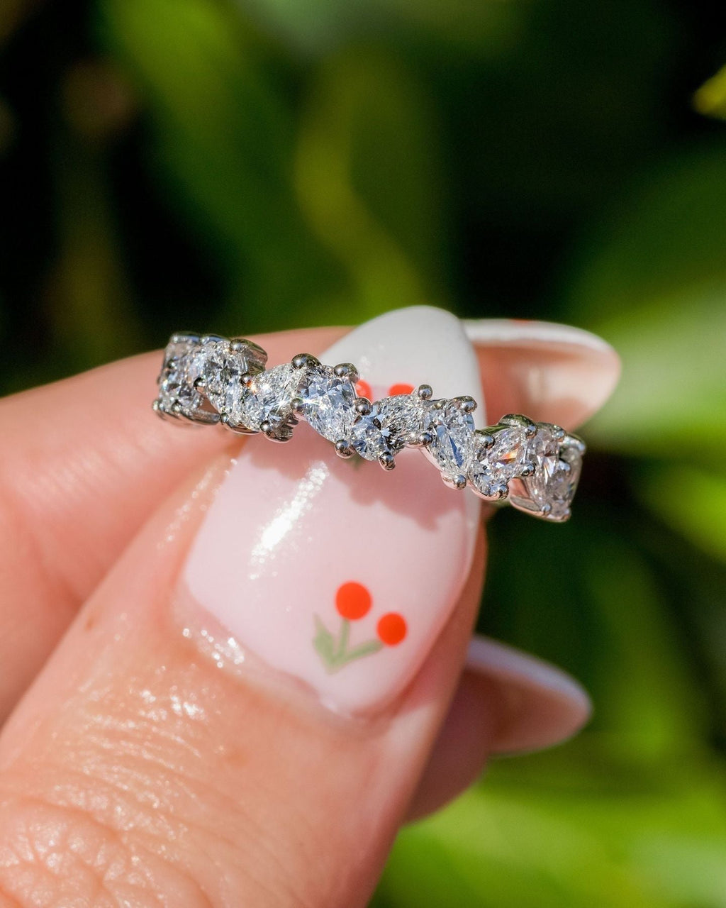 1.50 TCW Pear Cut Moissanite Full Eternity Wedding Band