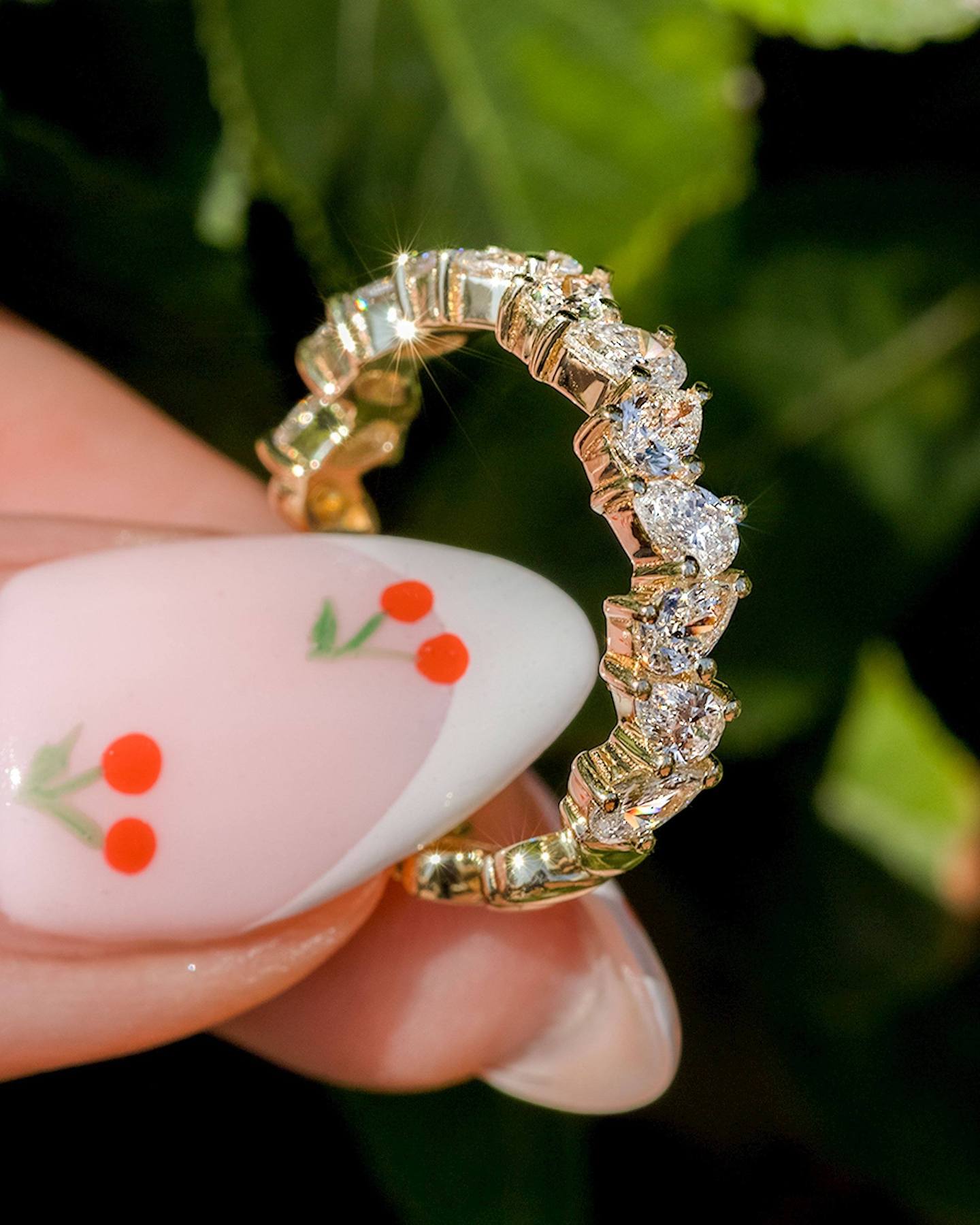 1.50 TCW Pear Cut Moissanite Full Eternity Wedding Band