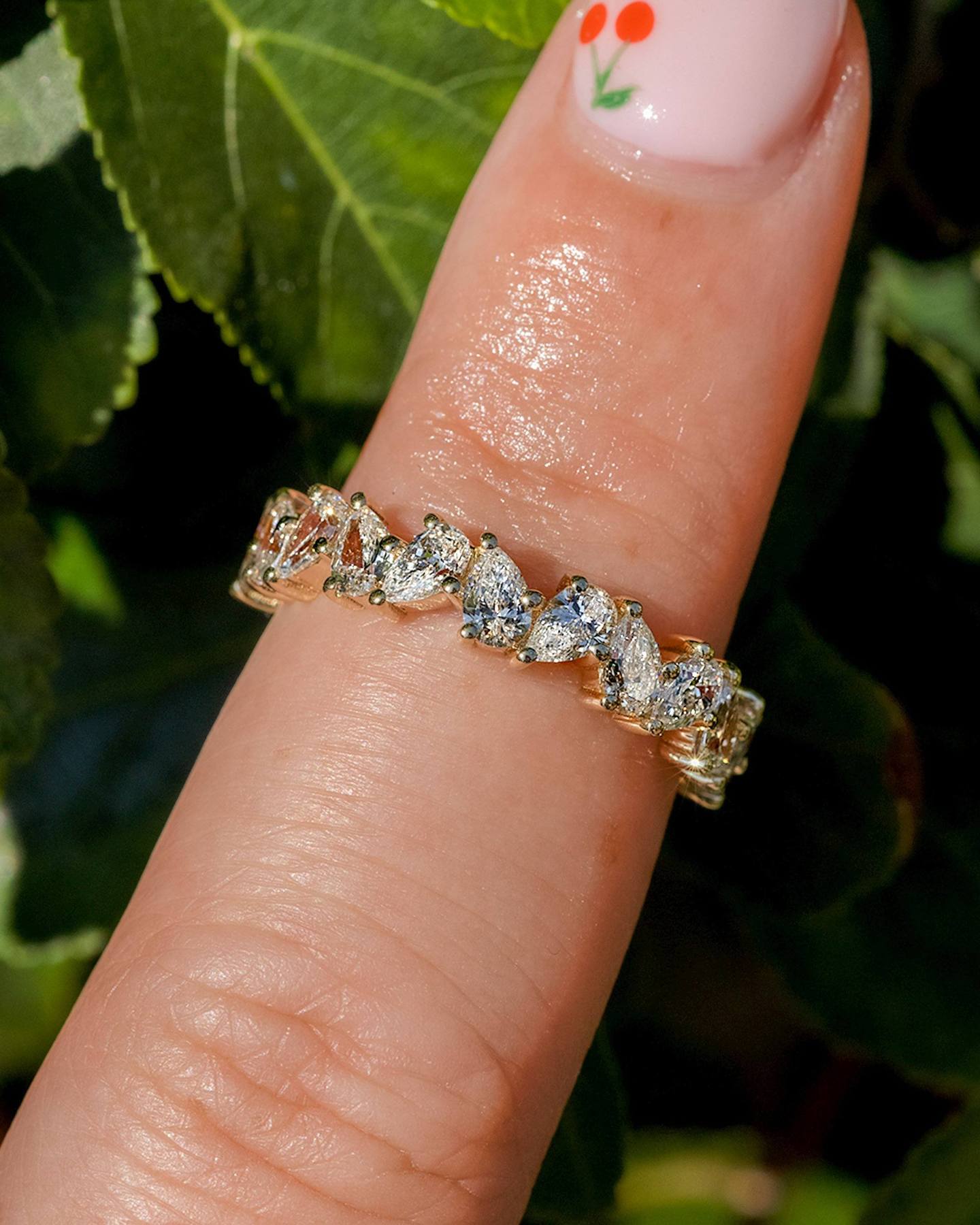 1.50 TCW Pear Cut Moissanite Full Eternity Wedding Band