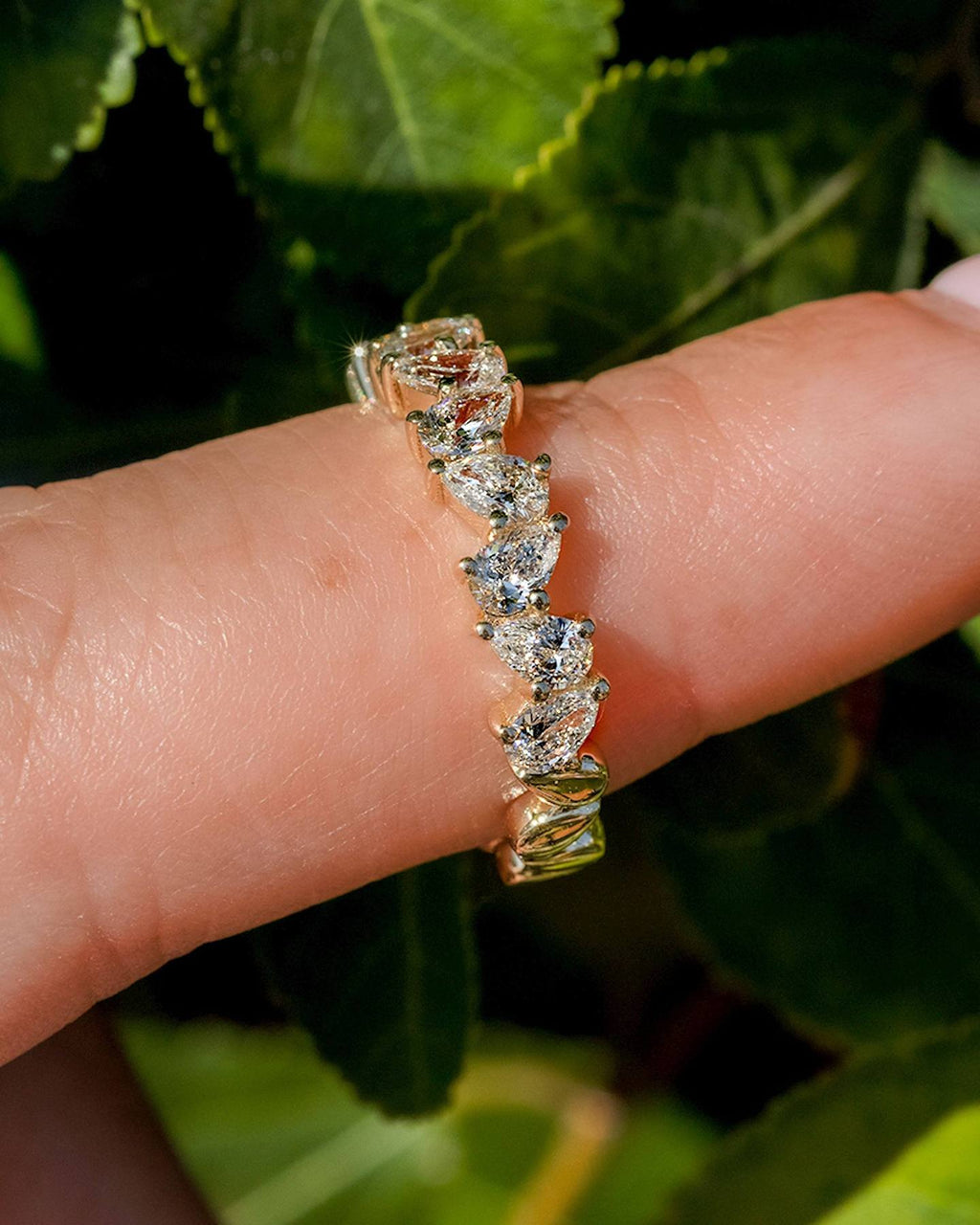 1.50 TCW Pear Cut Moissanite Full Eternity Wedding Band