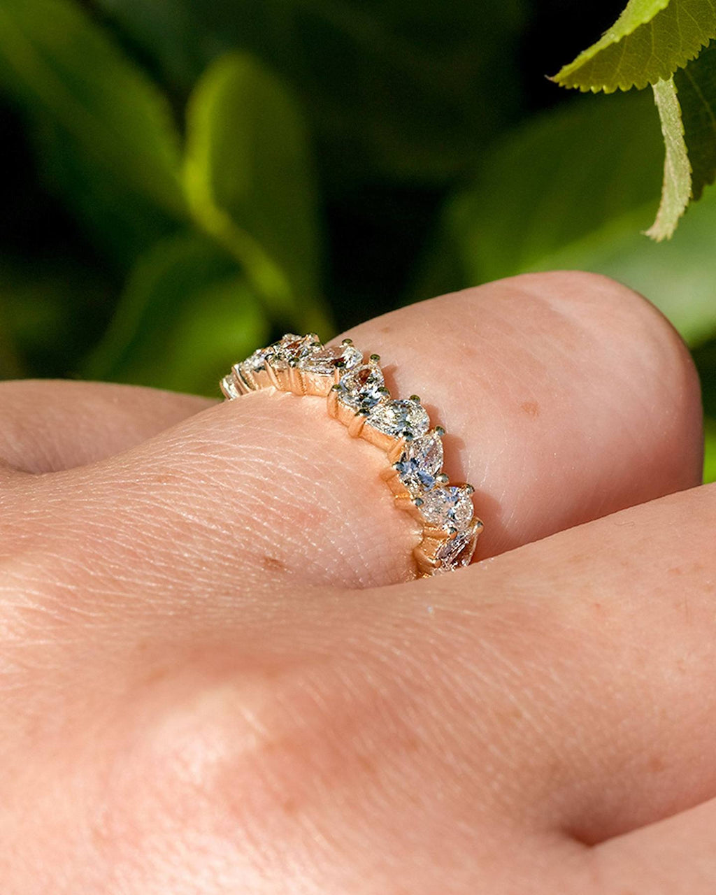 1.50 TCW Pear Cut Moissanite Full Eternity Wedding Band