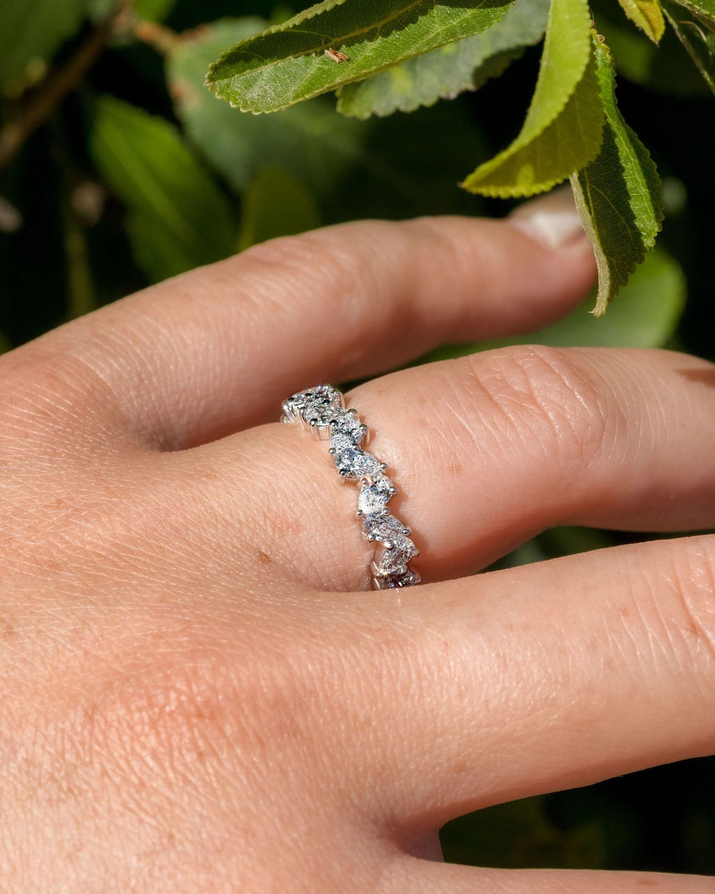 1.50 TCW Pear Cut Moissanite Full Eternity Wedding Band