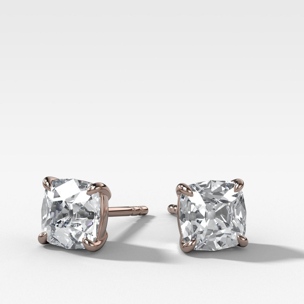 Old Mine Cut Single Point Prong Diamond Studs