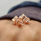 Round Old European Cut Stud Earrings In Screw Back