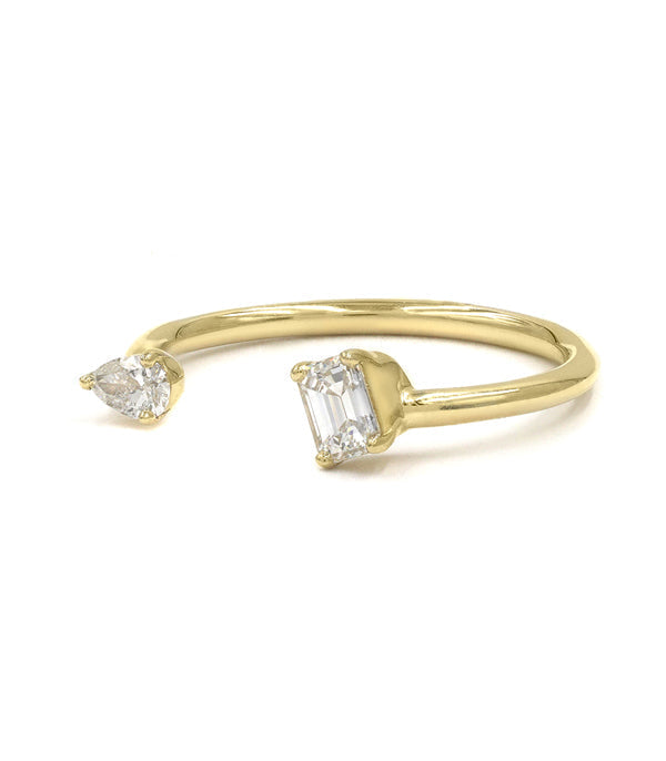 O.35CTW Pear and Emerald  Cut Moissanite Unique Wedding Band