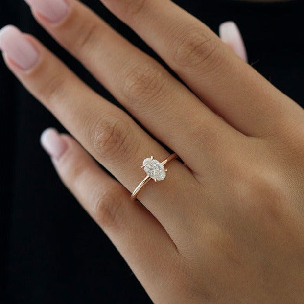 1.70 CT Oval Moissanite Solitaire Engagement Ring Immagine secondaria del prodotto