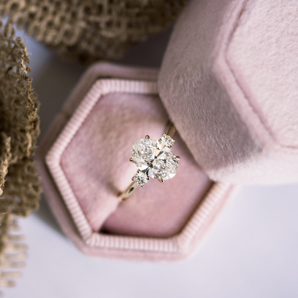 1.50 CT Oval Cut Moissanite Three Stone Engagement Ring