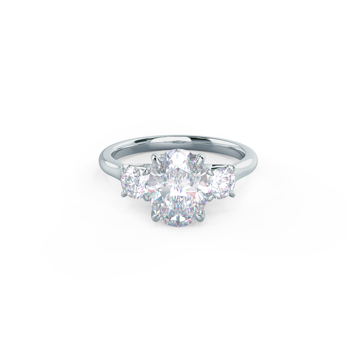 1.50 CT Oval Cut Moissanite Three Stone Engagement Ring
