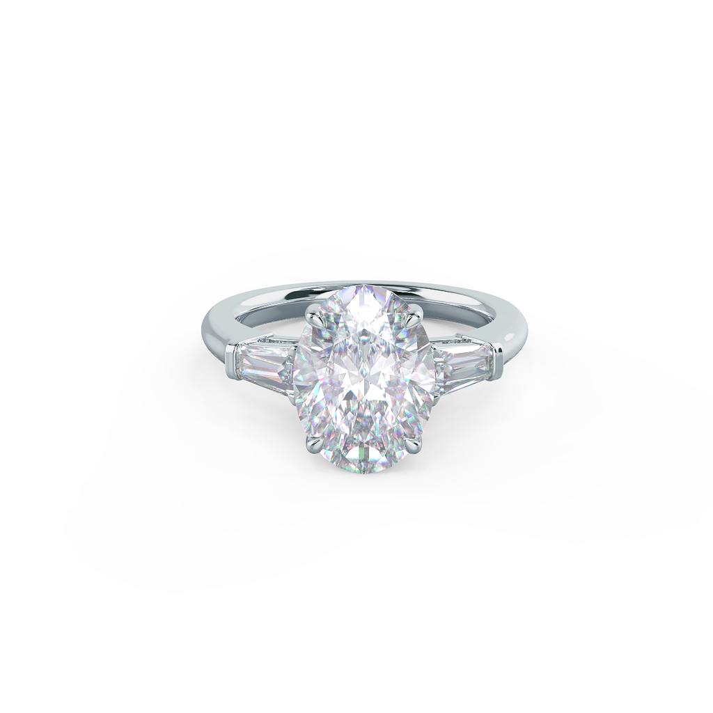 2.25 CT Oval Moissanite Three Stone Stones Engagement Ring