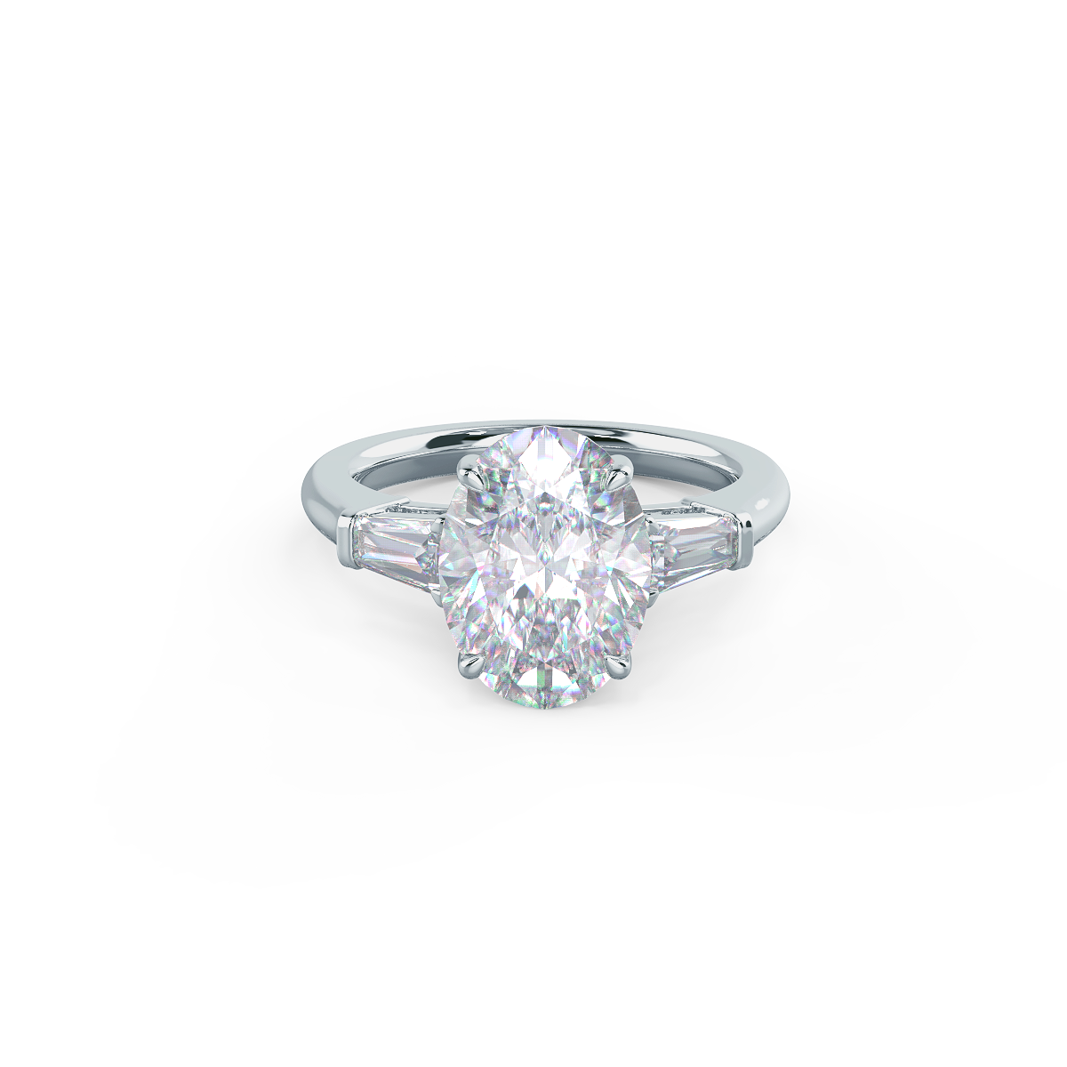 2.25 CT Oval Moissanite Three Stone Stones Engagement Ring