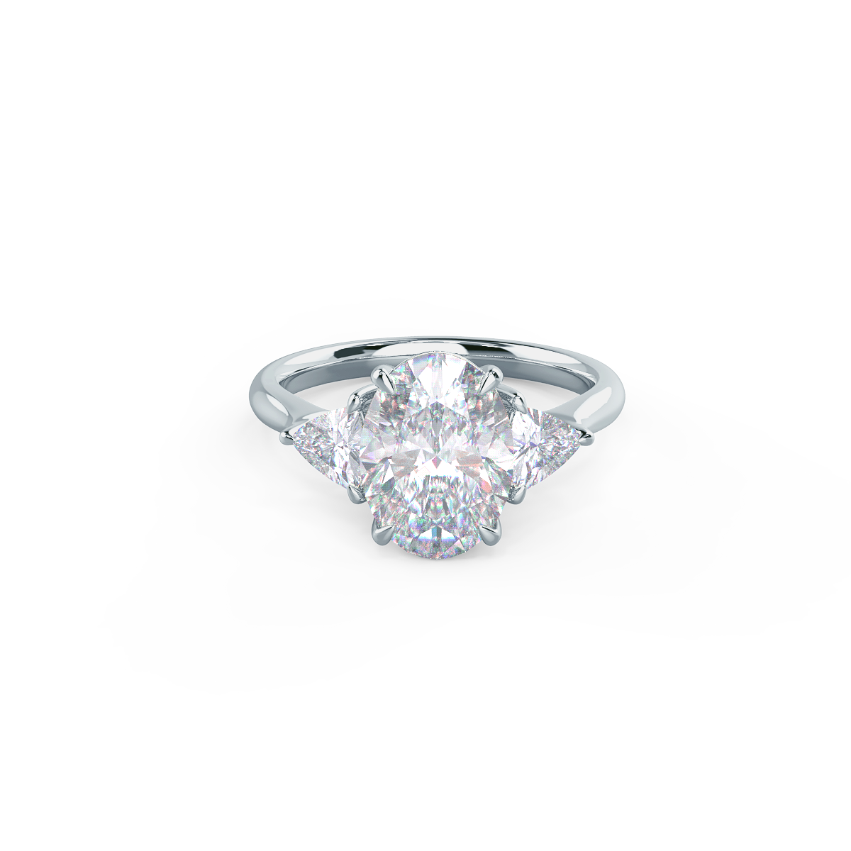 2.25CT Oval Moissanite three Stones Engagement Ring