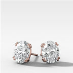 Oval Cut Double Point Prong Diamond Studs