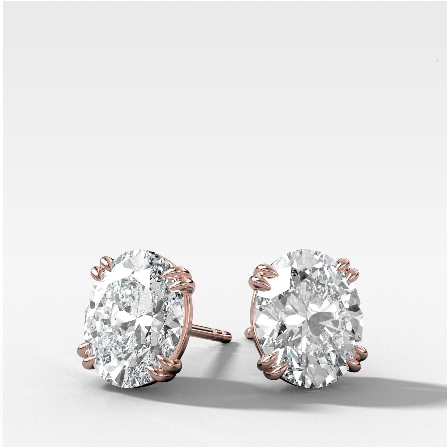 Oval Cut Double Point Prong Diamond Studs