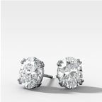 Oval Cut Double Point Prong Diamond Studs