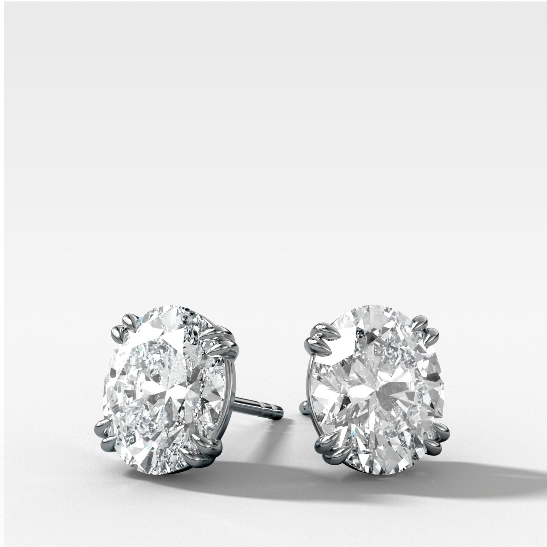 Oval Cut Double Point Prong Diamond Studs