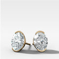 Oval Cut Half Bezel Diamond Studs