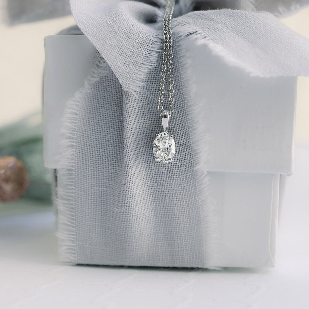 0.35 CT-1.50 CT Oval Cut Moissanite Solitaire Layering Necklace