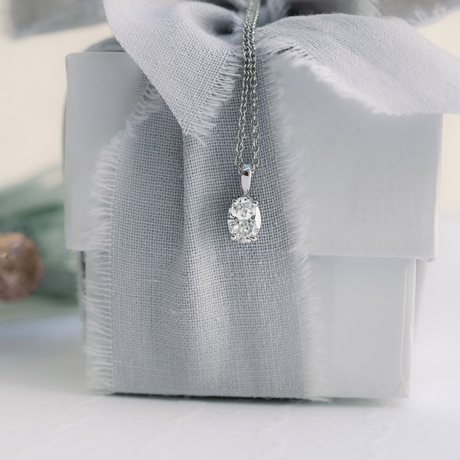 0.35 CT-1.50 CT Oval Cut Moissanite Solitaire Layering Necklace