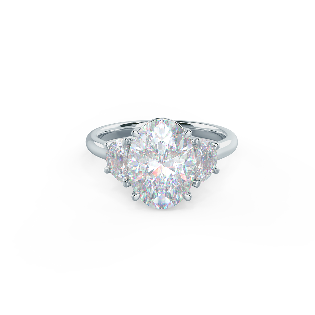 2.25 CT Oval Cut Moissanite Three Stones Engagement Ring