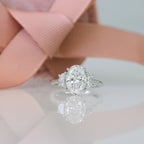 2.25 CT Oval Cut Moissanite Three Stones Engagement Ring