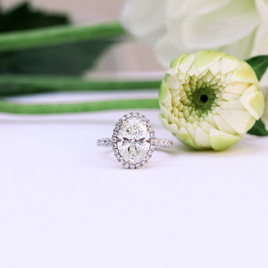 2.15 CT Oval Moissanite Halo Setting Engagement Ring