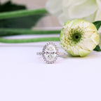 2.15 CT Oval Moissanite Halo Setting Engagement Ring