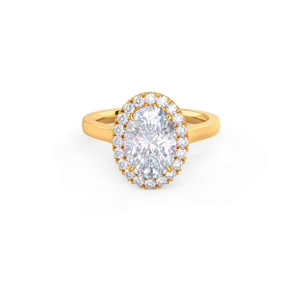 2.0 CT Oval Cut Moissanite Halo Engagement Ring