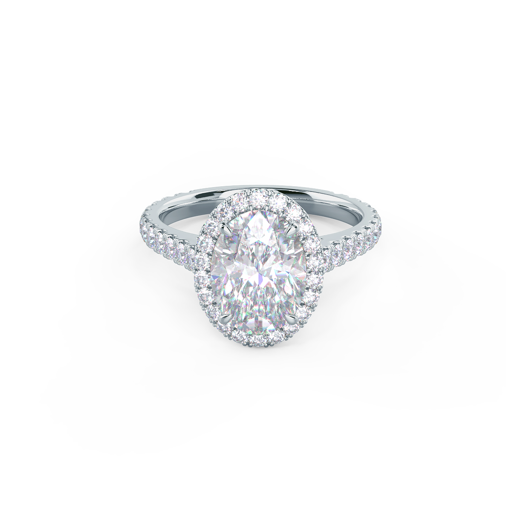 2.15 CT Oval Moissanite Halo Setting Engagement Ring
