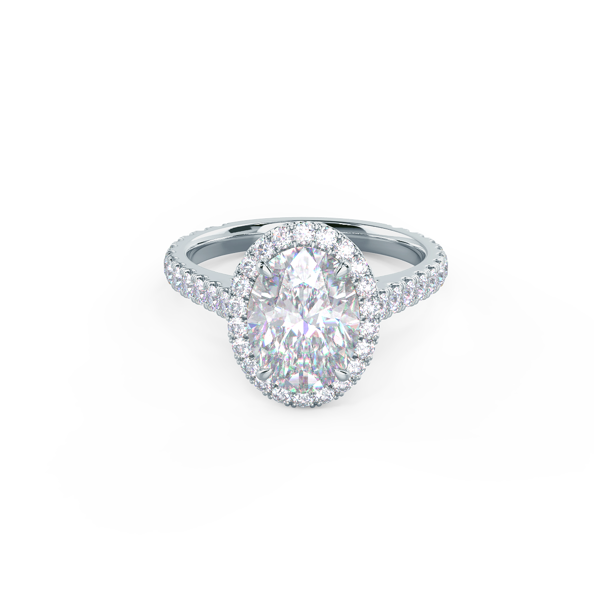 2.15 CT Oval Moissanite Halo Setting Engagement Ring