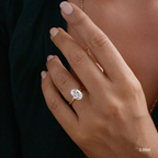 2.0 CT-2.10 CT Oval Moissanite Hidden Halo Engagement Ring