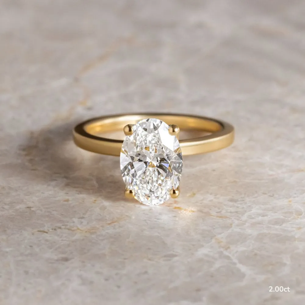 2.0 CT-2.10 CT Oval Moissanite Hidden Halo Engagement Ring