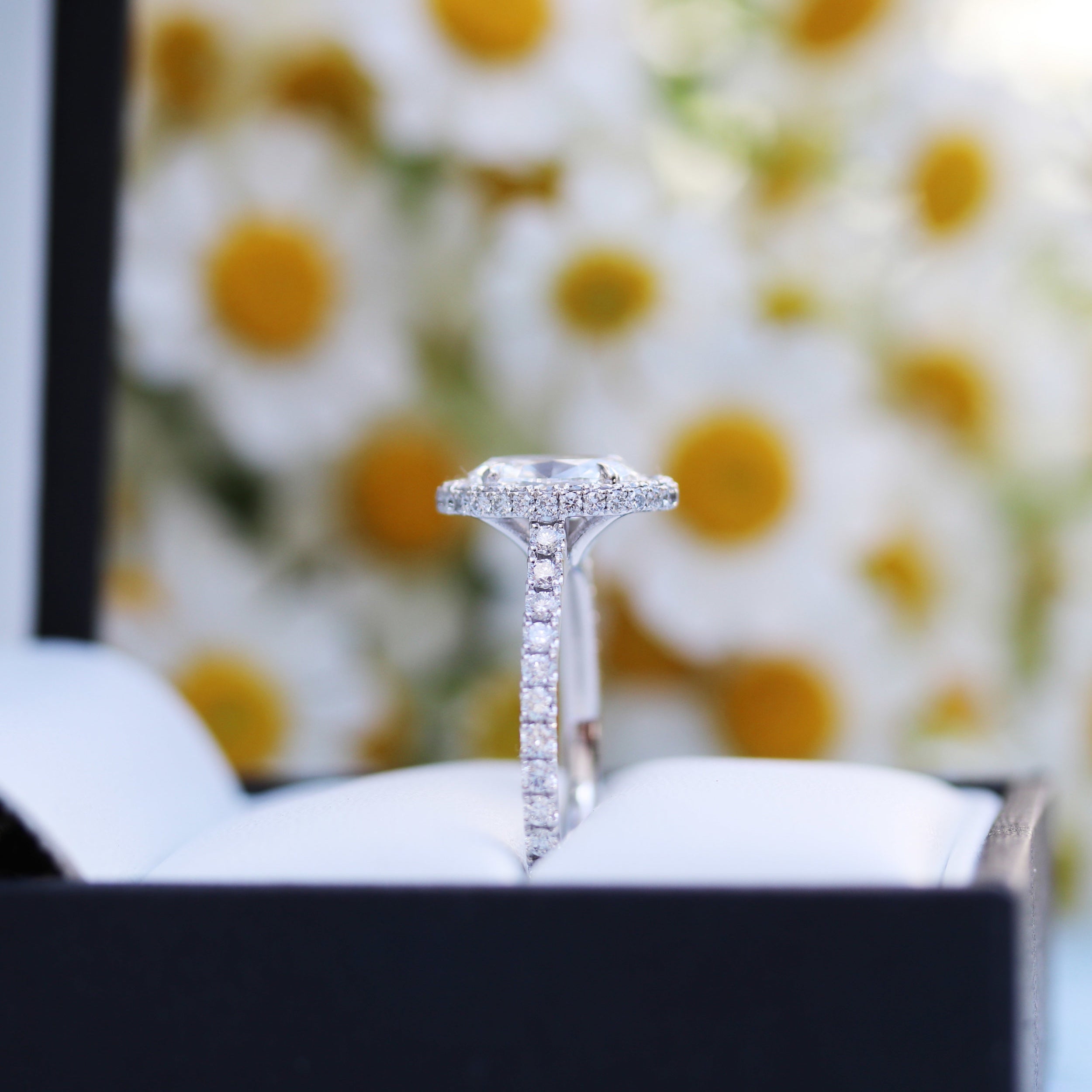 1.50 CT Radiant Cut Moissanite Double Halo Engagement Ring
