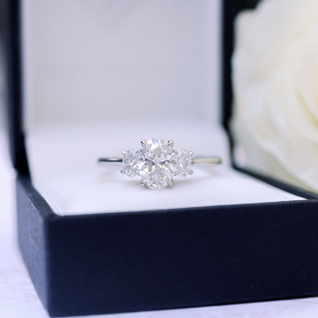 1.50 CT Oval Cut Moissanite Three Stones Engagement Ring
