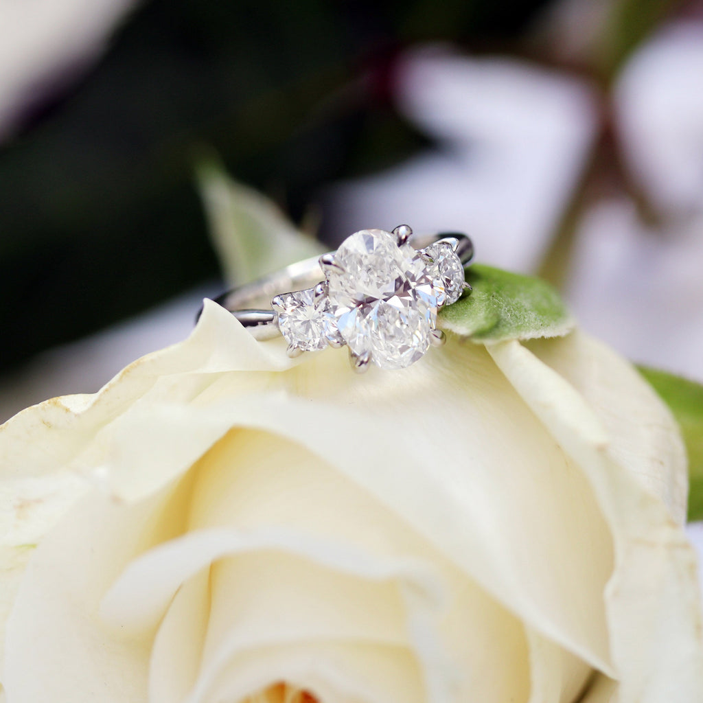 1.50 CT Oval Cut Moissanite Three Stone Engagement Ring
