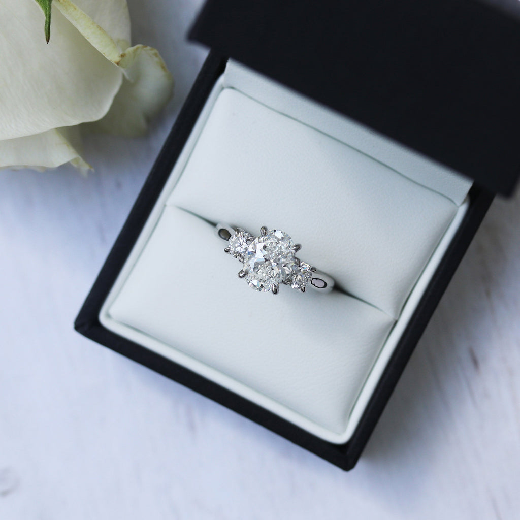 1.50 CT Oval Cut Moissanite Three Stone Engagement Ring