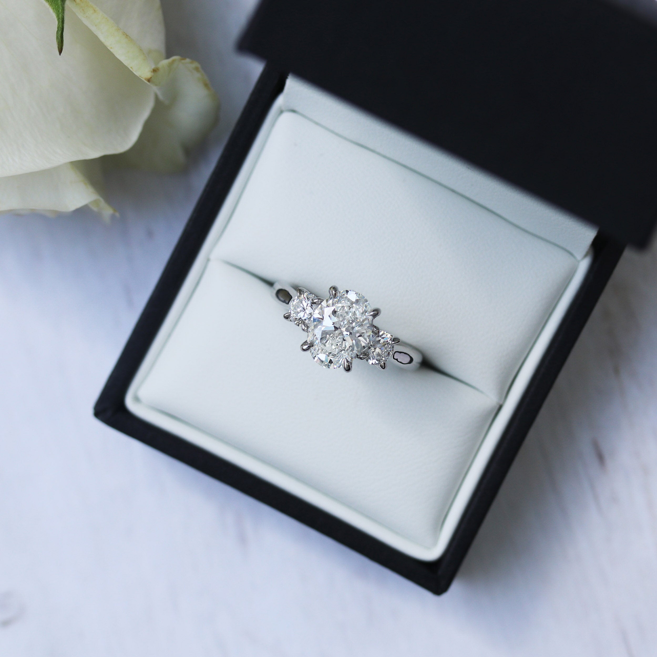 1.50 CT Oval Cut Moissanite Three Stone Engagement Ring