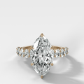 Oval Shared Prong Engagement Ring with Marquise Cut Diamond