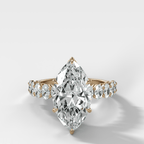 Oval Shared Prong Engagement Ring with Marquise Cut Diamond