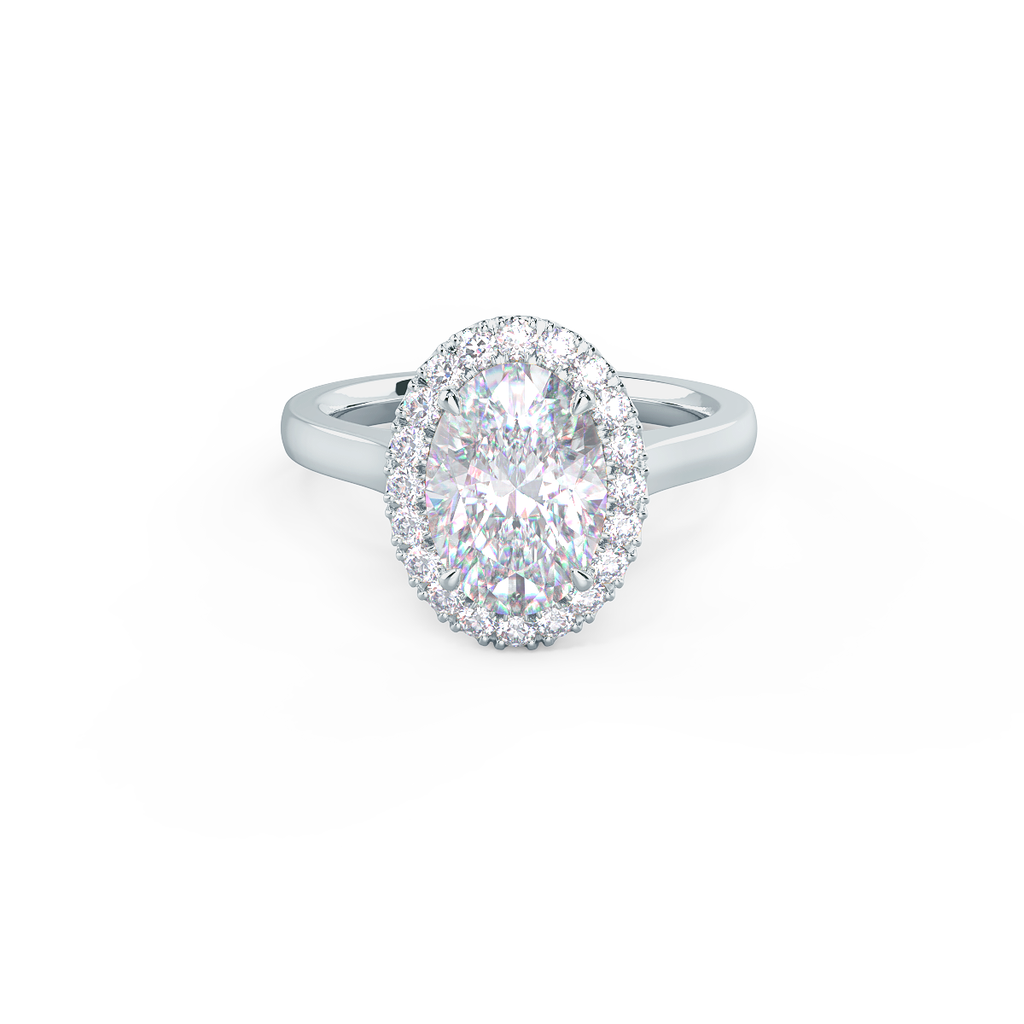 2.0 CT Oval Cut Moissanite Halo Engagement Ring