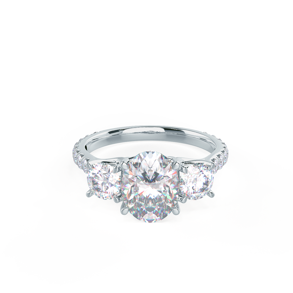 2.0 CT Oval Cut Moissanite Three Stone Engagement Ring