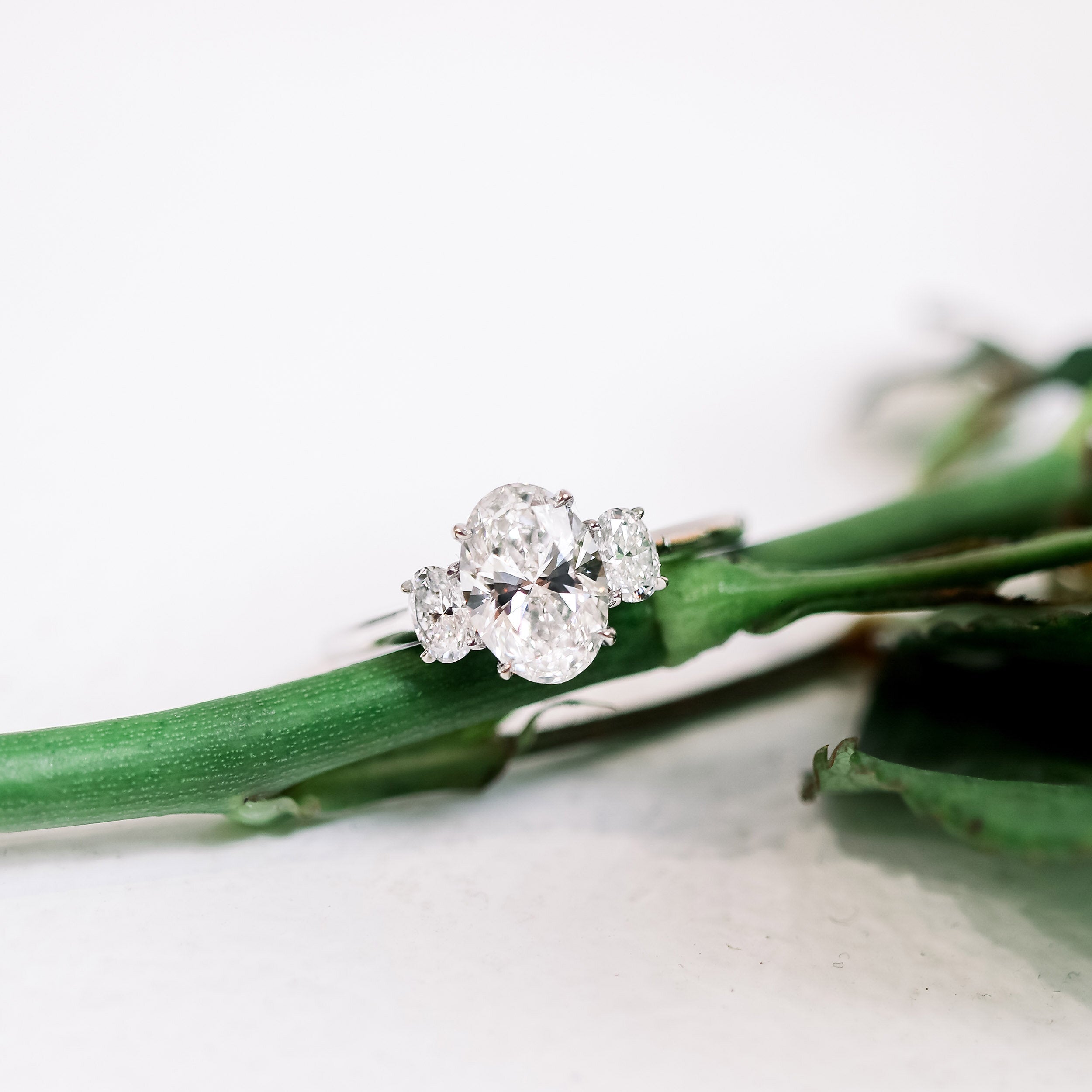 1.50 CT Oval Cut Moissanite Three Stones Engagement Ring