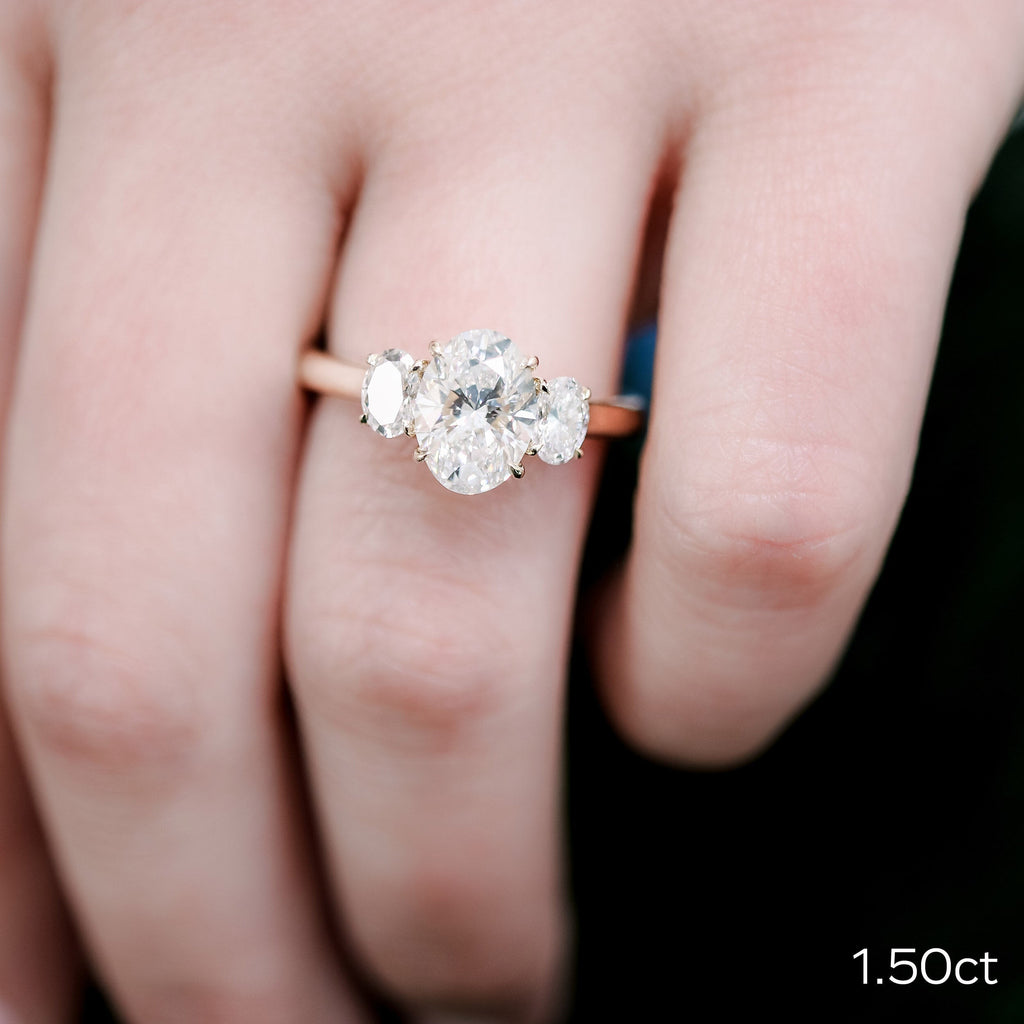 1.50 CT Oval Cut Moissanite Three Stones Engagement Ring