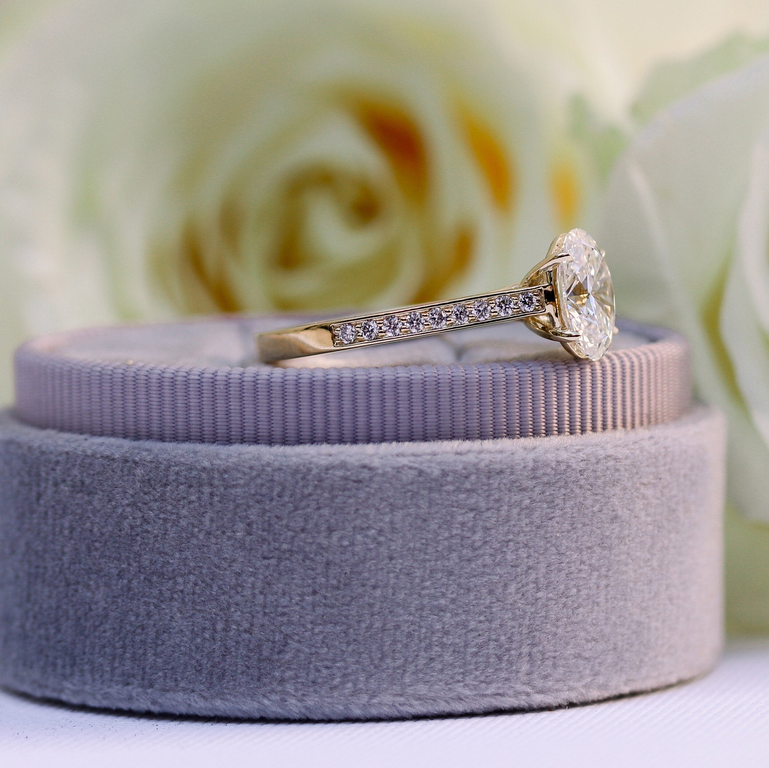 2.50 CT Round Moissanite Pave Setting Engagement Ring