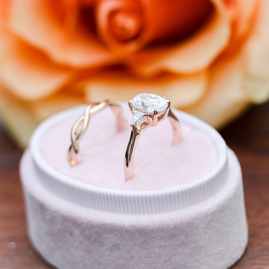 2.25CT Oval Moissanite three Stones Engagement Ring