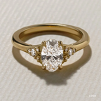 0.50 CT-1.0 CT Oval Cut Moissanite Cluster Setting Engagement Ring
