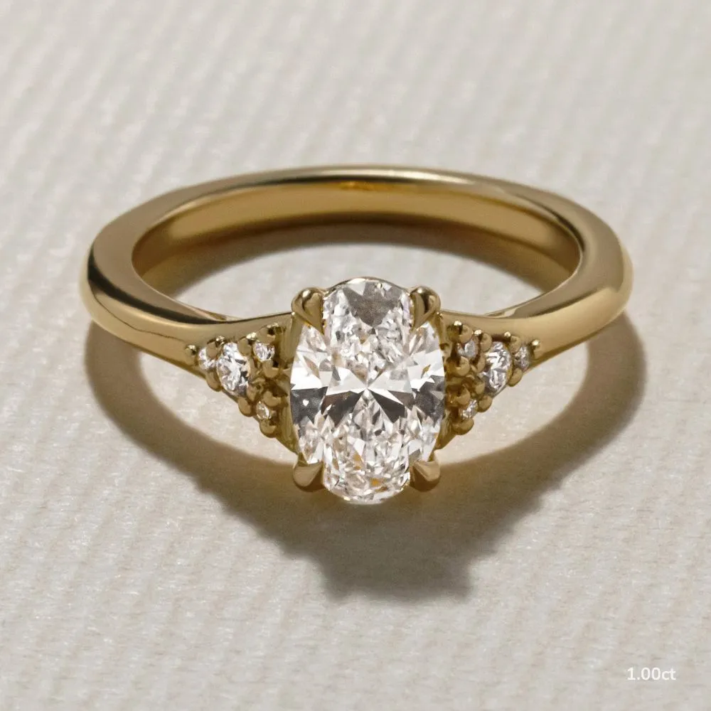 0.50 CT-1.0 CT Oval Cut Moissanite Cluster Setting Engagement Ring