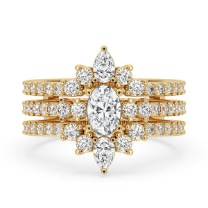 Oval Diamond Pave Engagement Ring With Wedding Band
