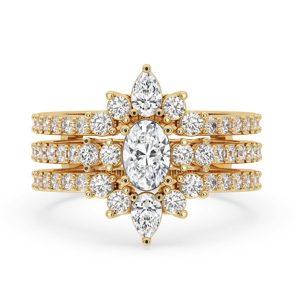 Oval Diamond Pave Engagement Ring With Wedding Band