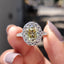 Light Yellow Oval Halo Engagement Ring